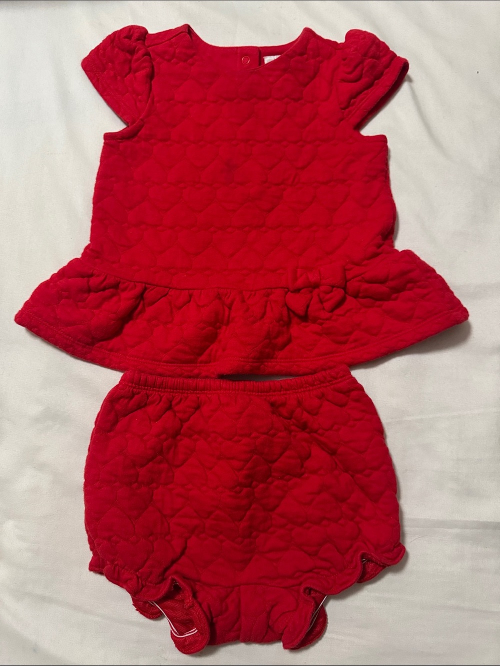 Janie and Jack Red Quilted Peplum Top & Bloomer Set